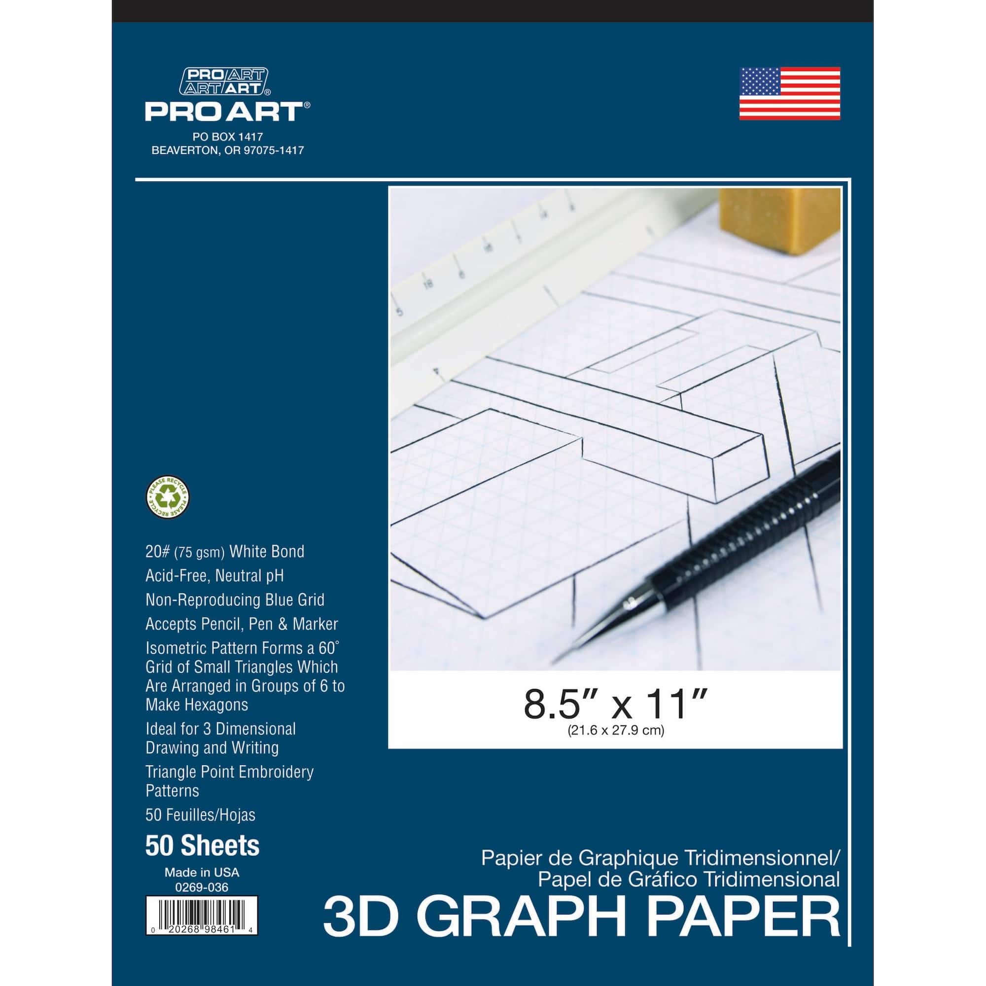 Pro Art® Acid-Free 3D Graph Paper, 8.5" x 11"